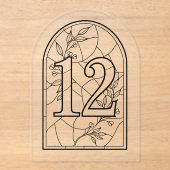 Stained Glass Style Table Number Twelve Acryleinladungen (Vorderseite)