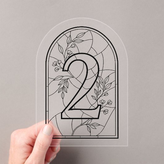 Stained Glass Style Table Number Two Acryleinladungen (Insitu (Handheld))