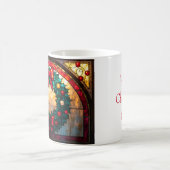 Stained Glass Style Wreath Happy Christmas to All Kaffeetasse (Mittel)