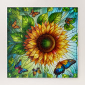 Stained Glass Sunflower Puzzle (Horizontal)