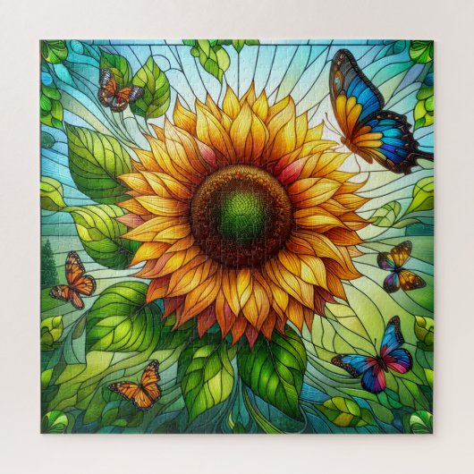 Stained Glass Sunflower Puzzle (Vertikal)