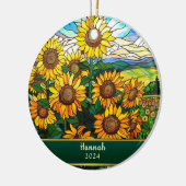 Stained Glass Sunflowers Personalized Keramik Ornament (Links)