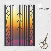 Stained Glass Sunset Illustration Large Seidenpapier
