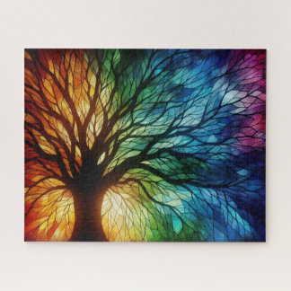 Stained Glass Tree with Colors Puzzle