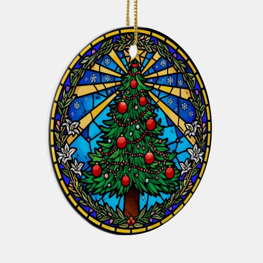 Stained Glass Tree Wreath Keramik Ornament (Rechts)