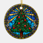 Stained Glass Tree Wreath Keramik Ornament (Vorne)
