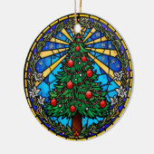 Stained Glass Tree Wreath Keramik Ornament (Links)