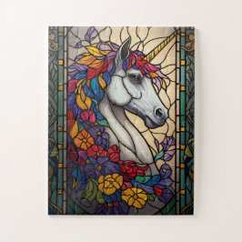 Stained glass unicorn puzzle