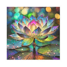 Stained Glass Vibrant Lotus Flower