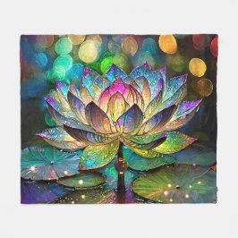 Stained Glass Vibrant Lotus Flower Fleecedecke