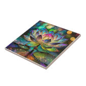 Stained Glass Vibrant Lotus Flower Fliese (Seite)