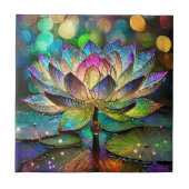 Stained Glass Vibrant Lotus Flower Fliese (Vorderseite)