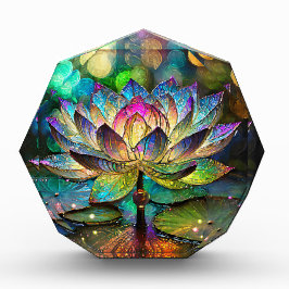 Stained Glass Vibrant Lotus Flower Fotoblock