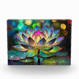 Stained Glass Vibrant Lotus Flower Fotoblock