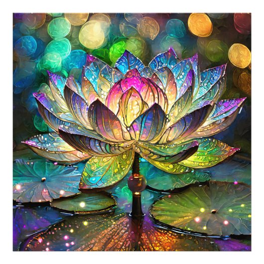 Stained Glass Vibrant Lotus Flower Fotodruck (Vorne)