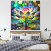 Stained Glass Vibrant Lotus Flower Leinwanddruck (Insitu (Schlafzimmer))