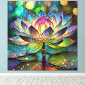 Stained Glass Vibrant Lotus Flower Leinwanddruck (Insitu (Holzboden))