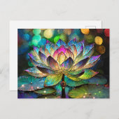 Stained Glass Vibrant Lotus Flower Postkarte (Vorne/Hinten)