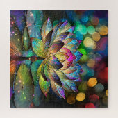 Stained Glass Vibrant Lotus Flower Puzzle (Horizontal)
