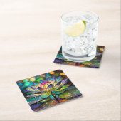 Stained Glass Vibrant Lotus Flower Rechteckiger Pappuntersetzer (Vor Ort)