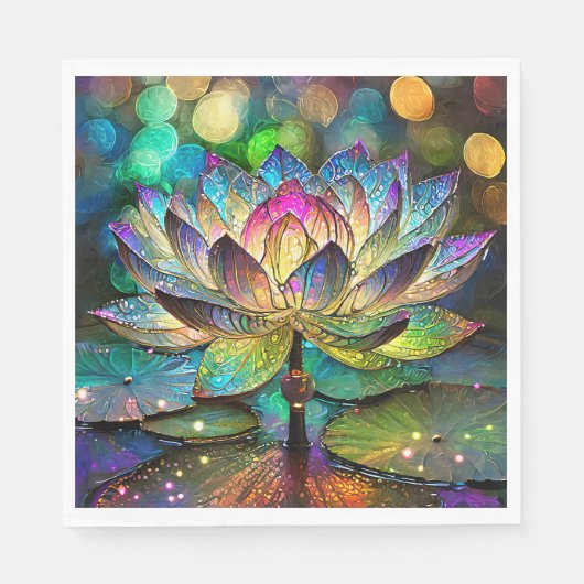 Stained Glass Vibrant Lotus Flower Serviette (Vorderseite)