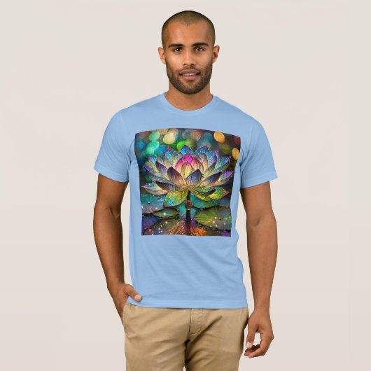 Stained Glass Vibrant Lotus Flower T-Shirt (Vorne ganz)