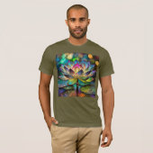 Stained Glass Vibrant Lotus Flower T-Shirt (Vorne ganz)