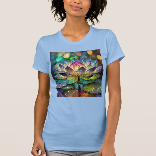 Stained Glass Vibrant Lotus Flower T-Shirt (Vorderseite)