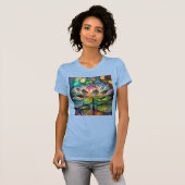 Stained Glass Vibrant Lotus Flower T-Shirt (Vorne ganz)