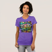 Stained Glass Vibrant Lotus Flower T-Shirt (Vorne ganz)