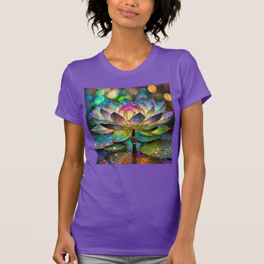 Stained Glass Vibrant Lotus Flower T-Shirt (Vorderseite)