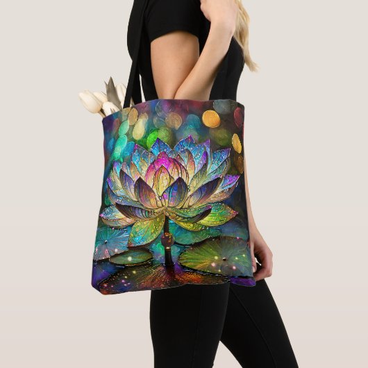 Stained Glass Vibrant Lotus Flower Tasche (Von Nahem)