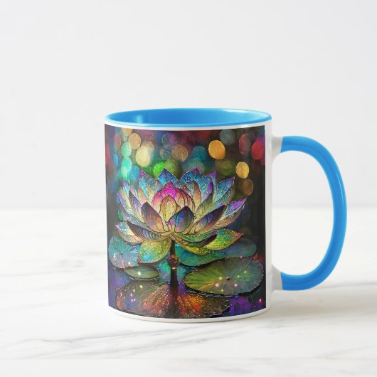 Stained Glass Vibrant Lotus Flower Tasse (Rechts)