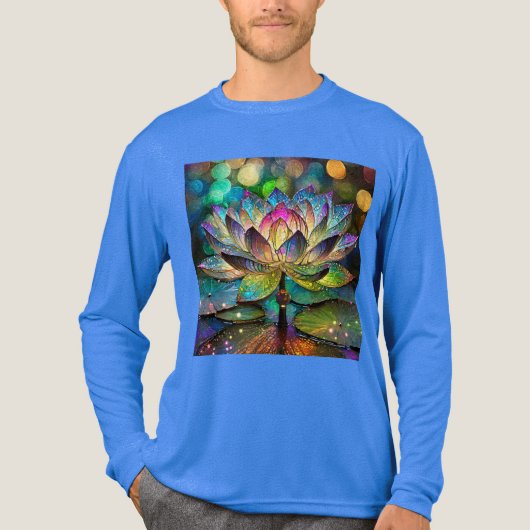 Stained Glass Vibrant Lotus Flower Tri-Blend Shirt (Vorderseite)