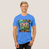 Stained Glass Vibrant Lotus Flower Tri-Blend Shirt (Vorderseite voll)