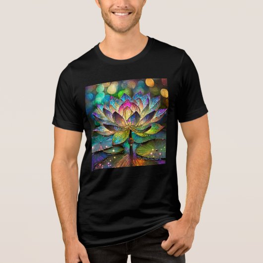 Stained Glass Vibrant Lotus Flower Tri-Blend Shirt (Vorderseite)