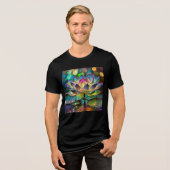 Stained Glass Vibrant Lotus Flower Tri-Blend Shirt (Vorderseite voll)