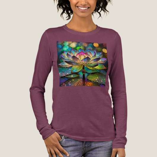 Stained Glass Vibrant Lotus Flower Tri-Blend Shirt (Vorderseite)