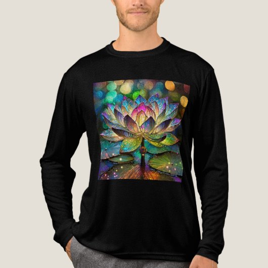 Stained Glass Vibrant Lotus Flower Tri-Blend Shirt (Vorderseite)