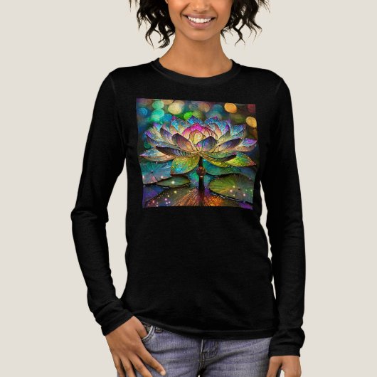 Stained Glass Vibrant Lotus Flower Tri-Blend Shirt (Vorderseite)