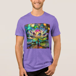 Stained Glass Vibrant Lotus Flower Tri-Blend Shirt