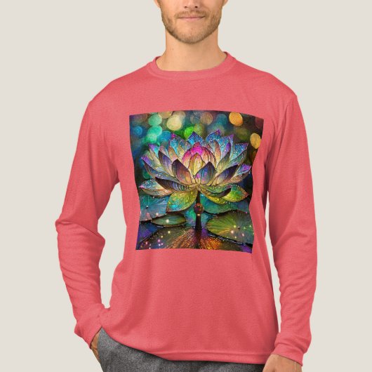 Stained Glass Vibrant Lotus Flower Tri-Blend Shirt (Vorderseite)