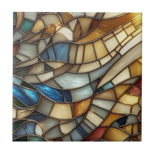 Stained Glass Waves Fliese (Vorderseite)