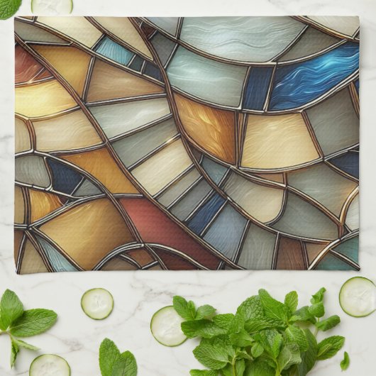 Stained Glass Waves Geschirrtuch (Gefaltet)