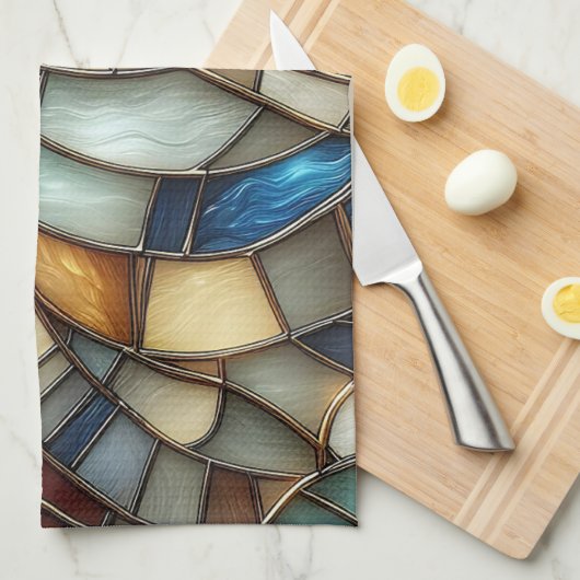 Stained Glass Waves Geschirrtuch (Viertel Falte)