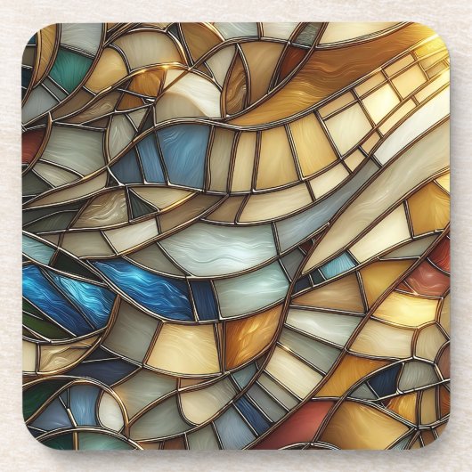 Stained Glass Waves Getränkeuntersetzer (Vorderseite)