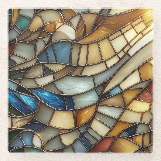Stained Glass Waves Glasuntersetzer (Vorderseite)