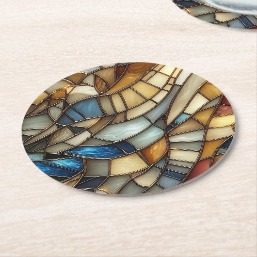 Stained Glass Waves Runder Pappuntersetzer (Angewinkelt)
