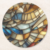 Stained Glass Waves Runder Pappuntersetzer (Vorderseite)