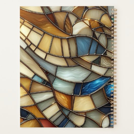 Stained Glass Waves Spiral Notebook Planer (Rückseite)